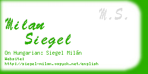 milan siegel business card