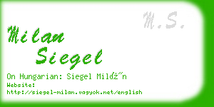 milan siegel business card